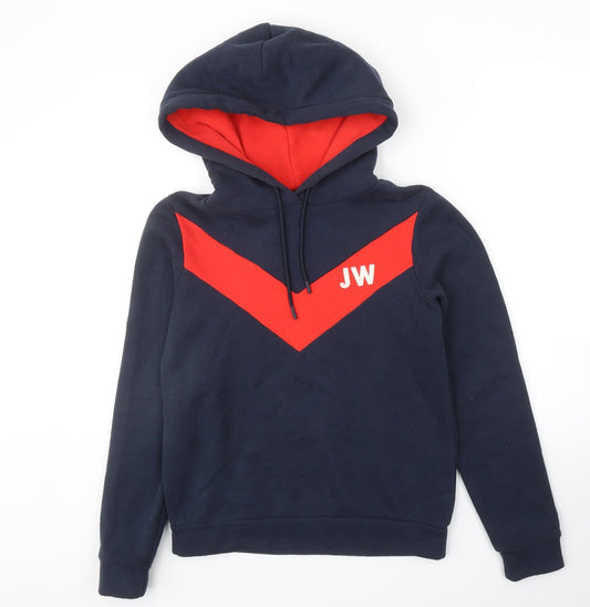 Jack Wills Womens Blue Colourblock Cotton Pullover Hoodie Size 6 Pullover