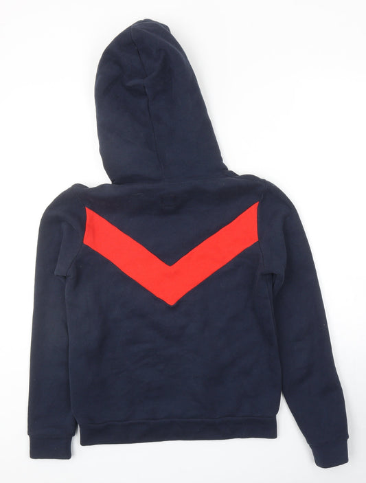 Jack Wills Womens Blue Colourblock Cotton Pullover Hoodie Size 6 Pullover