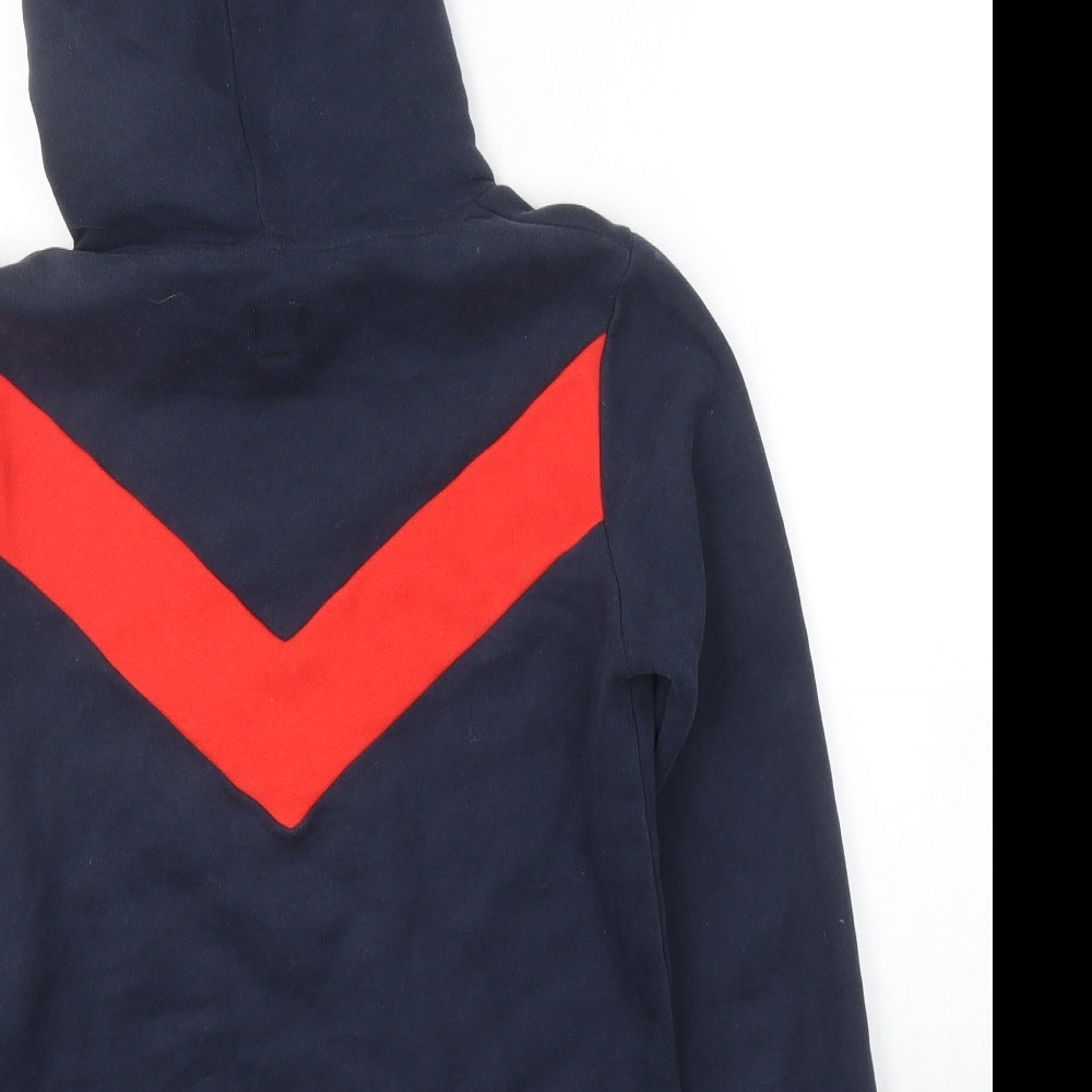 Jack Wills Womens Blue Colourblock Cotton Pullover Hoodie Size 6 Pullover