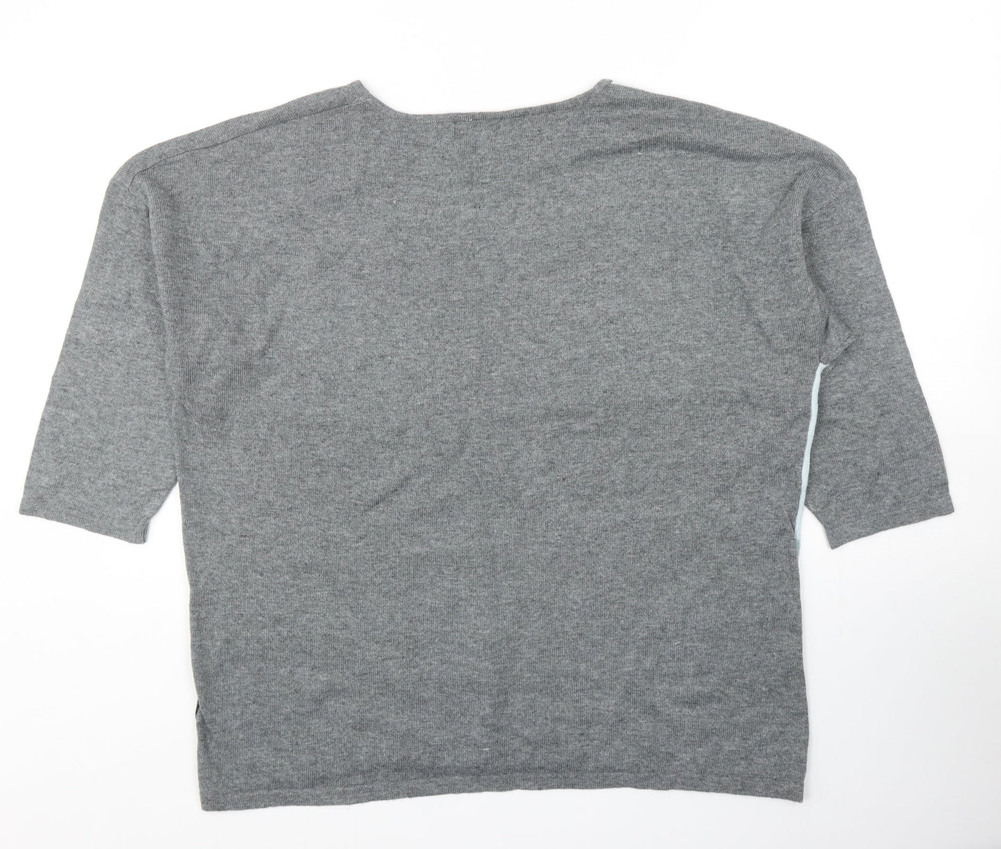 Viz a Viz Womens Grey Round Neck Nylon Pullover Jumper Size M