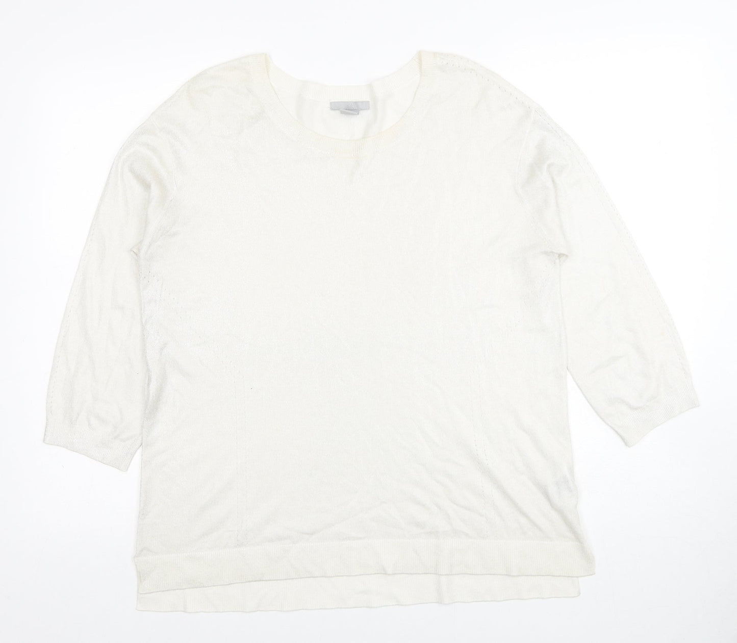 H&M Womens Ivory Scoop Neck Viscose Pullover Jumper Size L