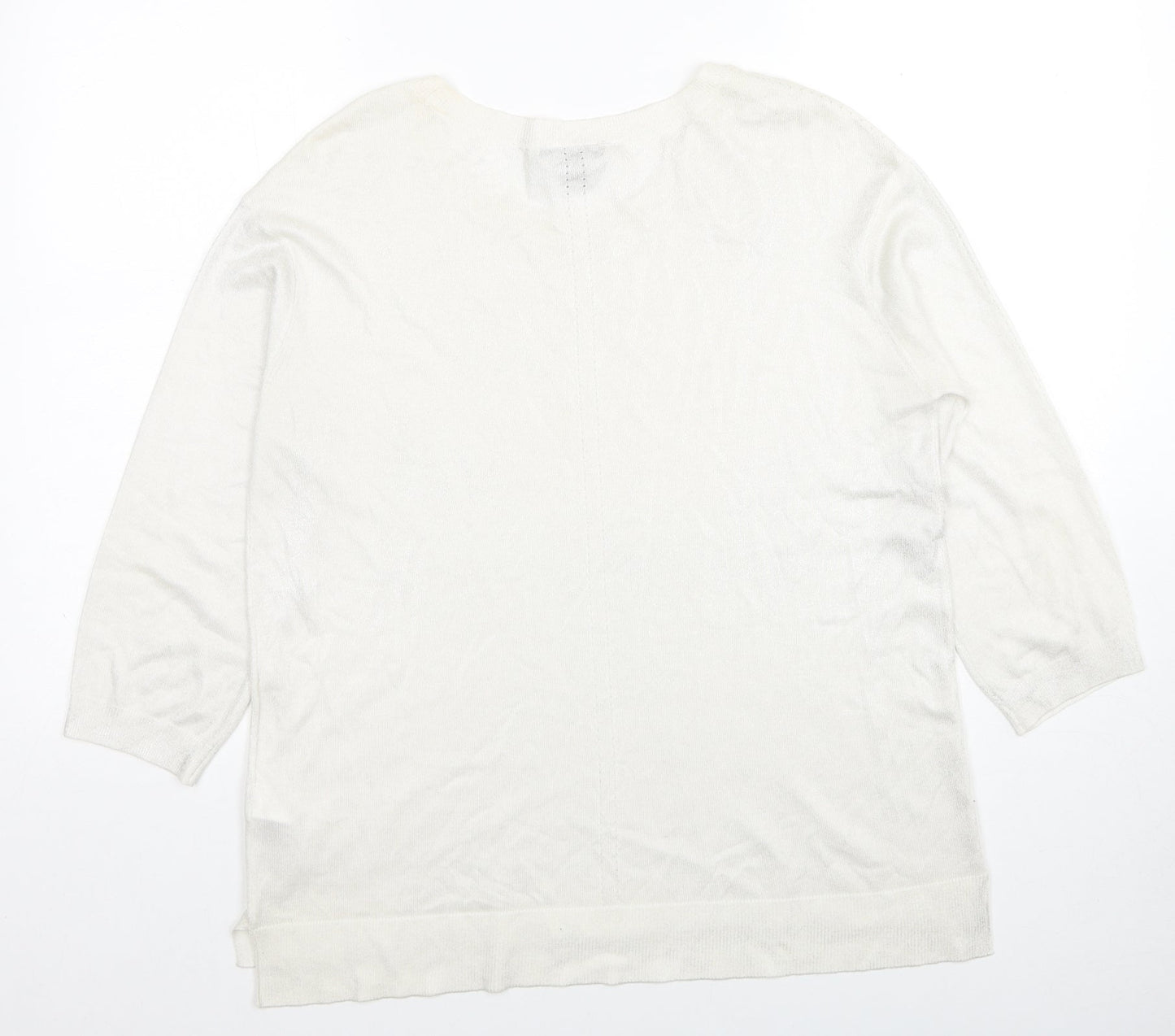 H&M Womens Ivory Scoop Neck Viscose Pullover Jumper Size L