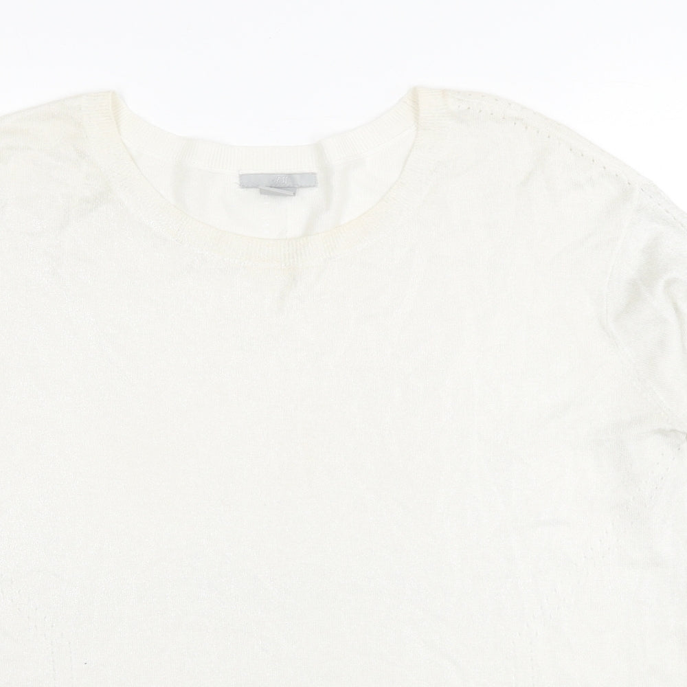 H&M Womens Ivory Scoop Neck Viscose Pullover Jumper Size L
