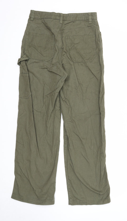 Divided Womens Green Cotton Straight Jeans Size 10 Regular Zip