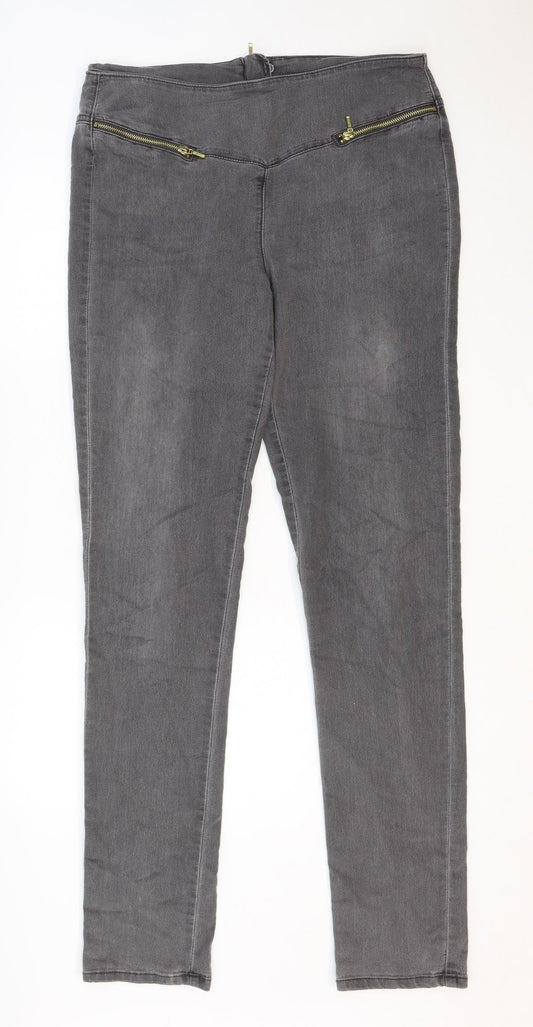 VERO MODA Womens Grey Polyester Jegging Trousers Size L Regular Zip - Size L-XL
