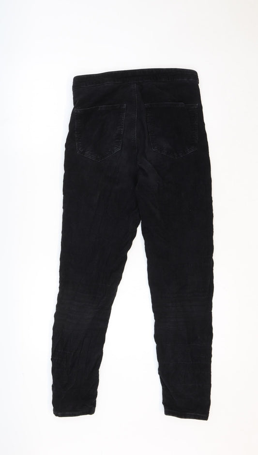 Topshop Womens Black Cotton Trousers Size 28 Regular Zip