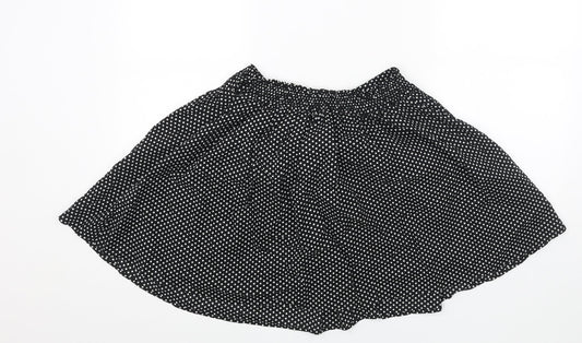 M Butterfly Womens Black Polka Dot Cotton Skater Skirt Size M Button