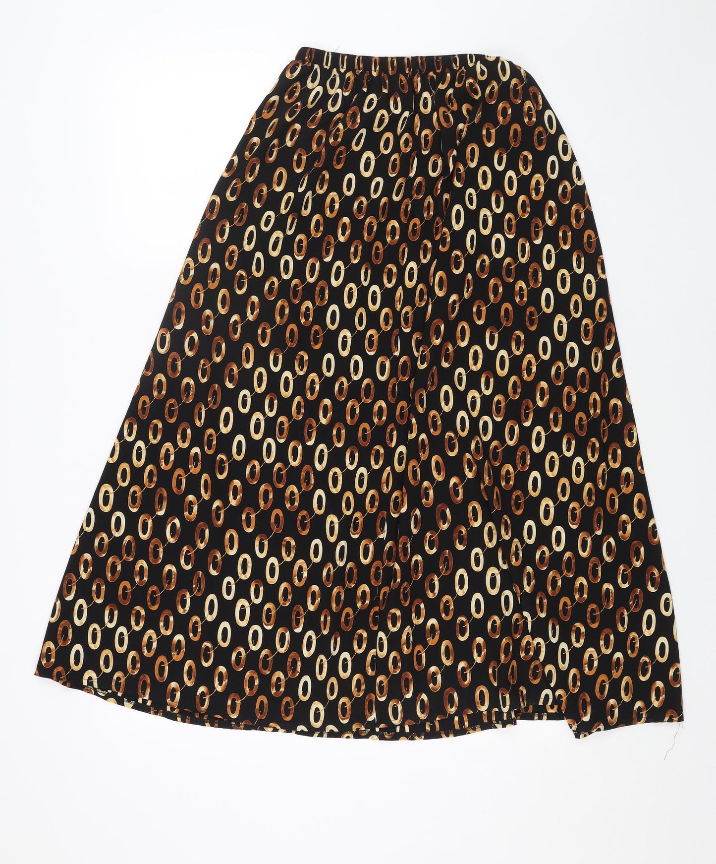 Preworn Womens Black Geometric Polyester Swing Skirt Size 12