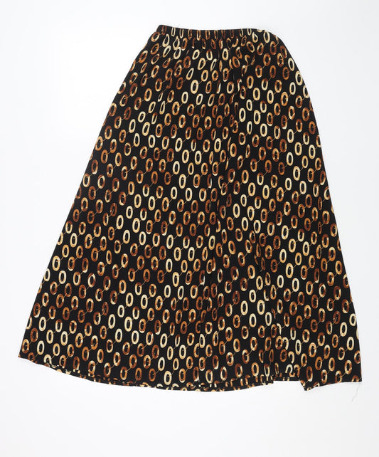 Preworn Womens Black Geometric Polyester Swing Skirt Size 12