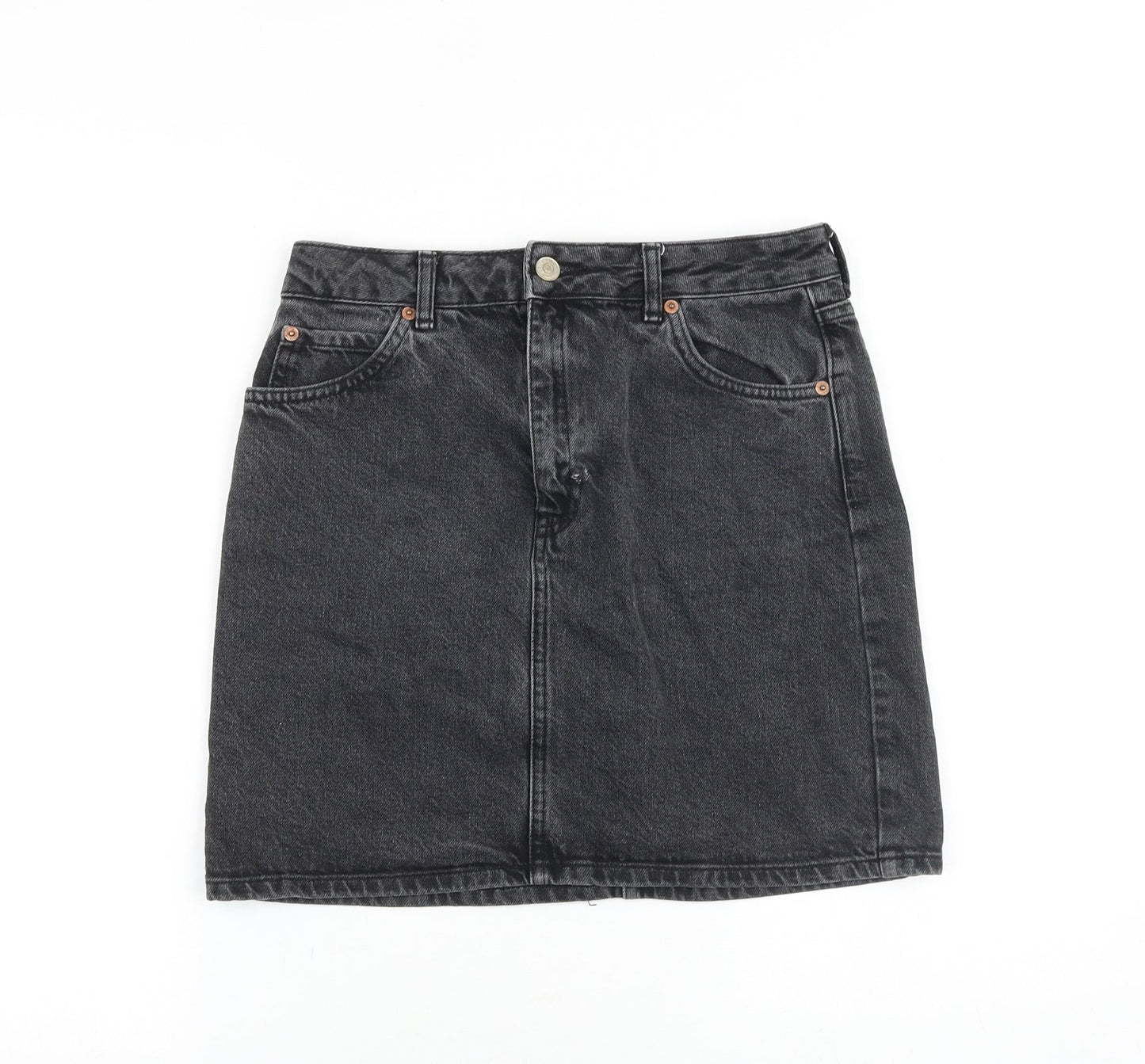 Topshop Womens Grey Cotton A-Line Skirt Size 28 in Zip