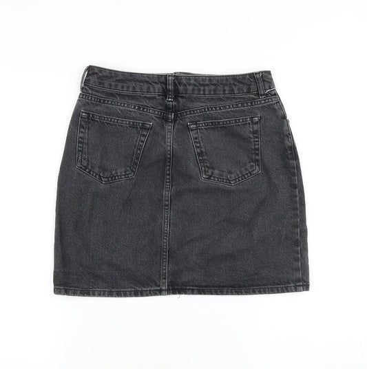 Topshop Womens Grey Cotton A-Line Skirt Size 28 in Zip