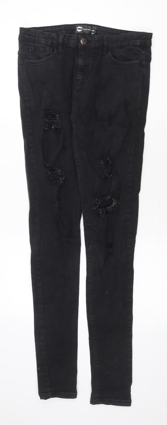 Bee Inspired Womens Black Cotton Skinny Jeans Size 32 in Regular Zip