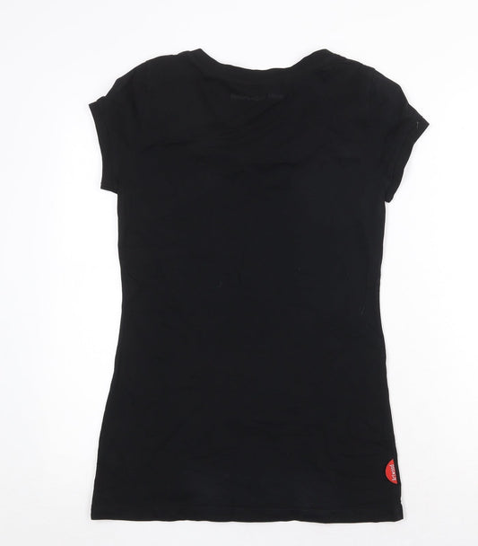 Artwood Womens Black Cotton Basic T-Shirt Size M Round Neck