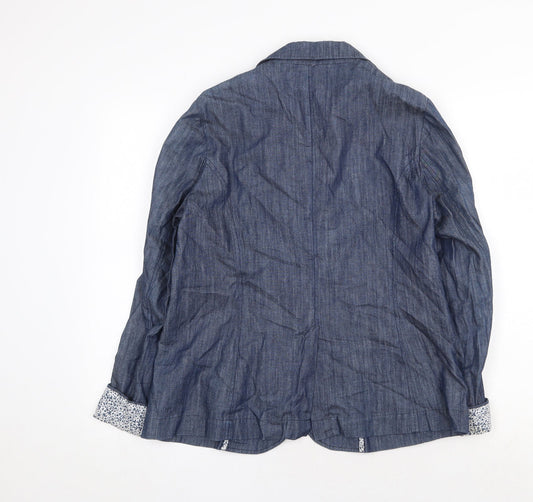 Cotton Traders Womens Blue Jacket Blazer Size 12 Button