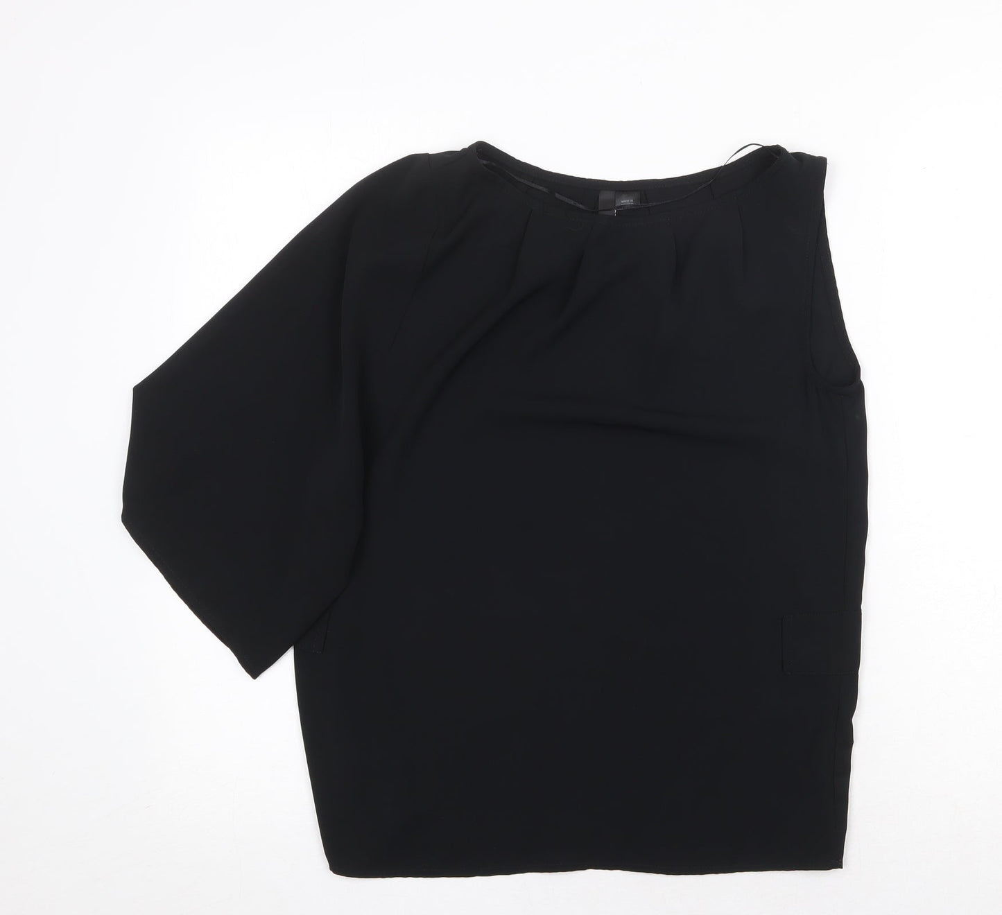 Preworn Womens Black Polyester Basic Blouse Size 4XL Round Neck - One Shoulder