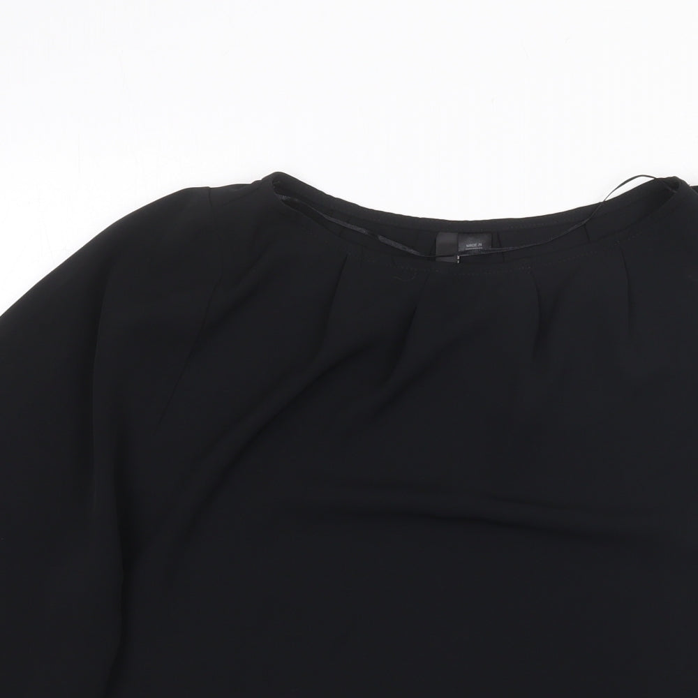Preworn Womens Black Polyester Basic Blouse Size 4XL Round Neck - One Shoulder