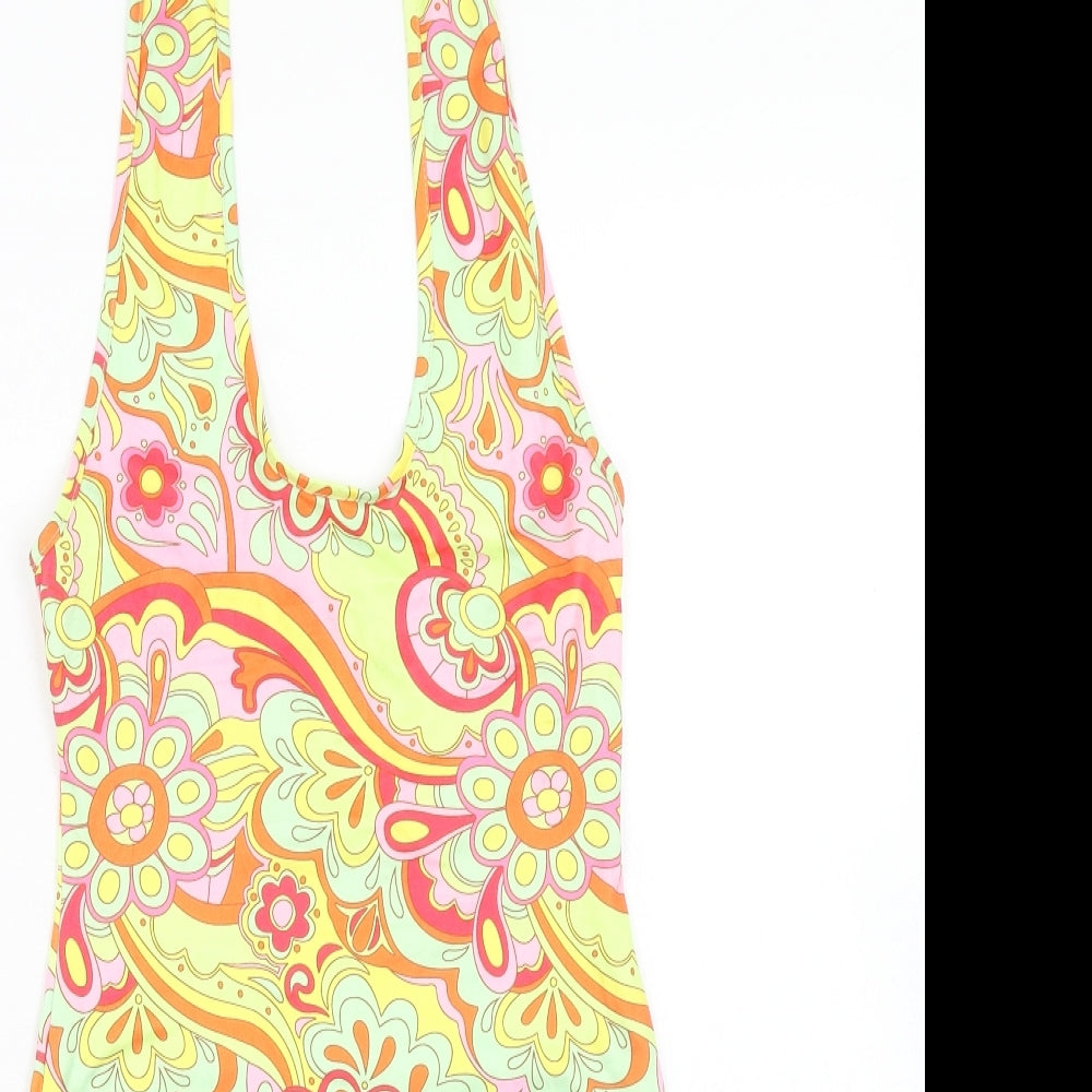 SheIn Womens Multicoloured Floral Polyester Bodycon Size S Halter Pullover