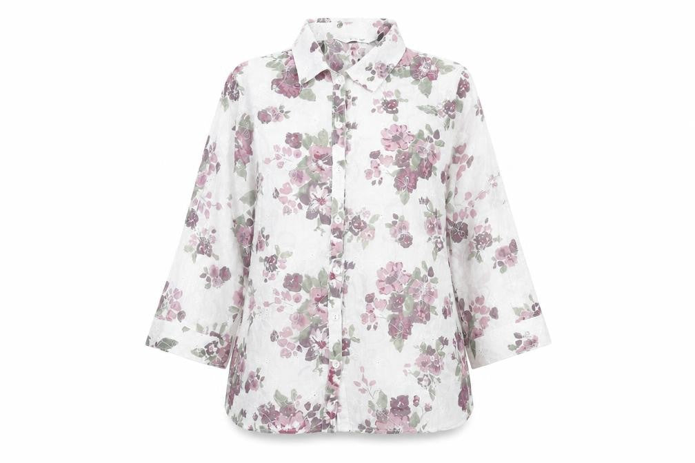 Womens UK Size 10 EWM Purple Cotton Button-Up