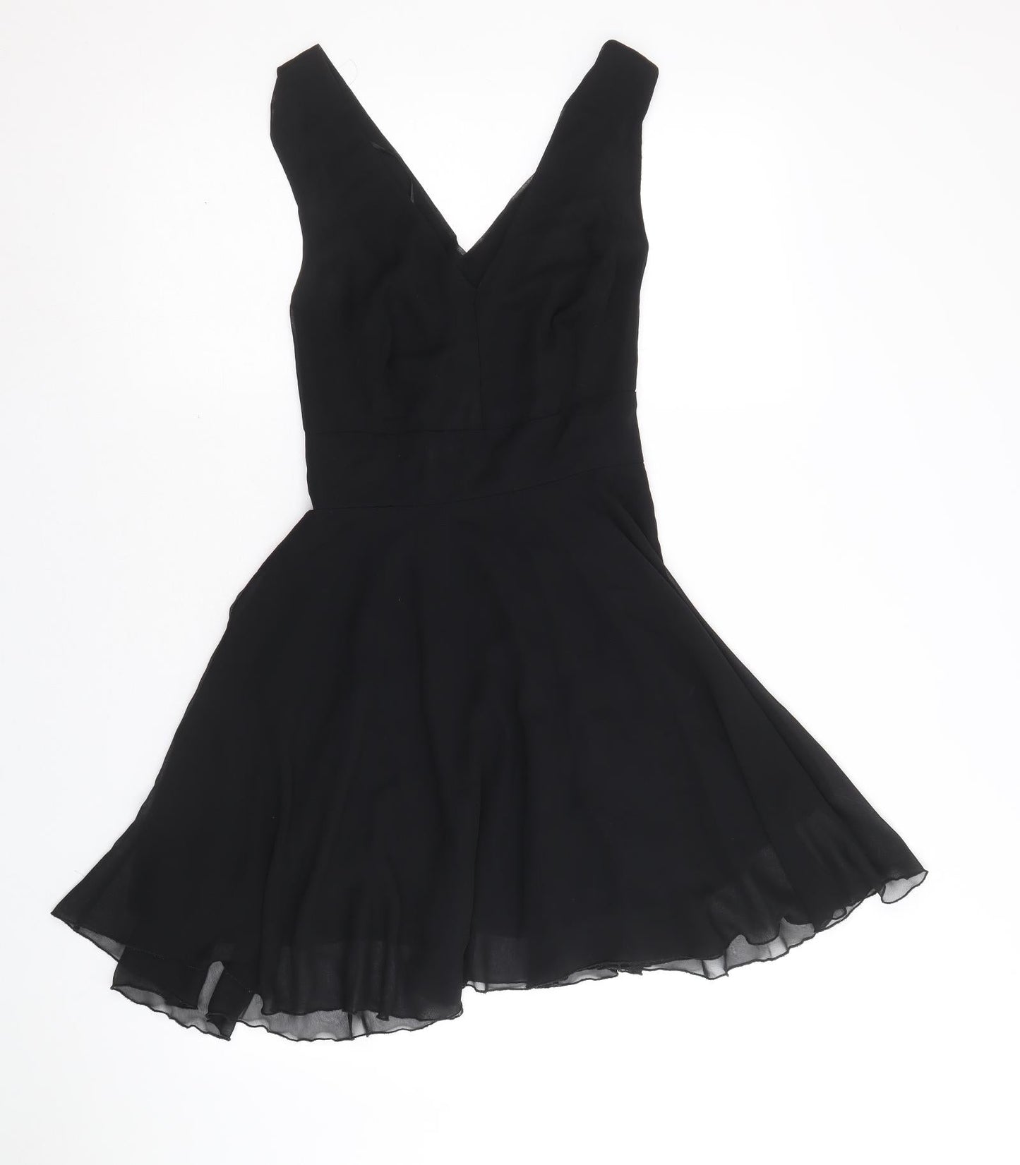 Love Womens Black Polyester Fit & Flare Size S V-Neck Zip - Size S-M