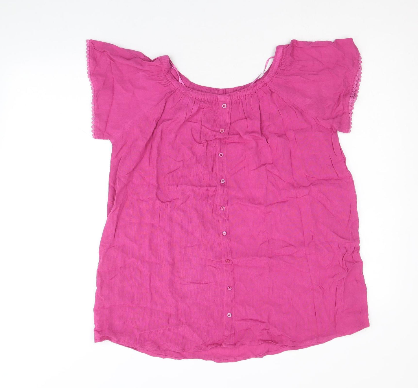 Just Elegance Womens Pink Viscose Basic Blouse Size XL Round Neck