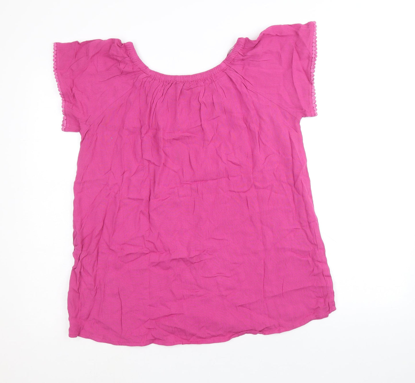 Just Elegance Womens Pink Viscose Basic Blouse Size XL Round Neck