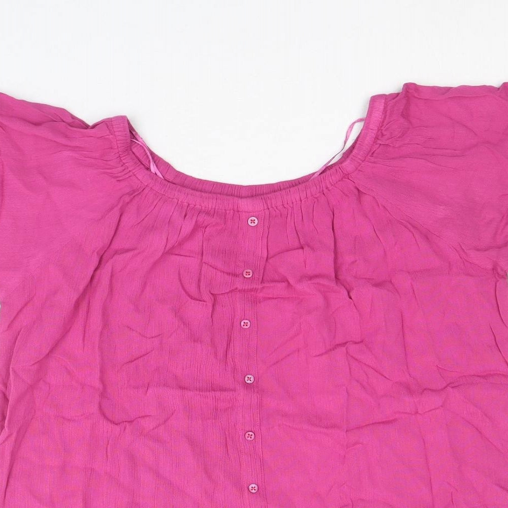 Just Elegance Womens Pink Viscose Basic Blouse Size XL Round Neck
