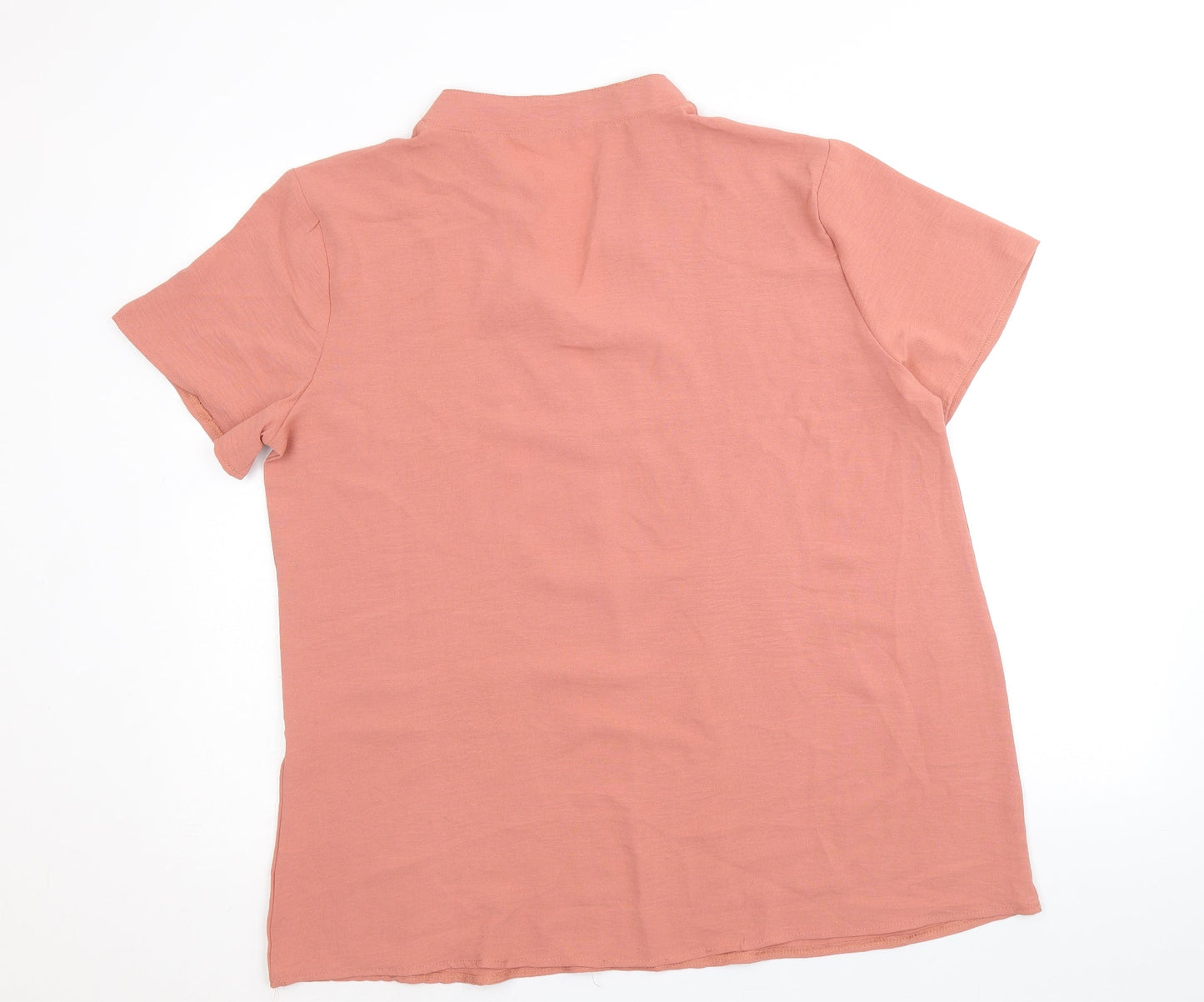 Preworn Womens Pink Polyester Basic Blouse Size XL V-Neck