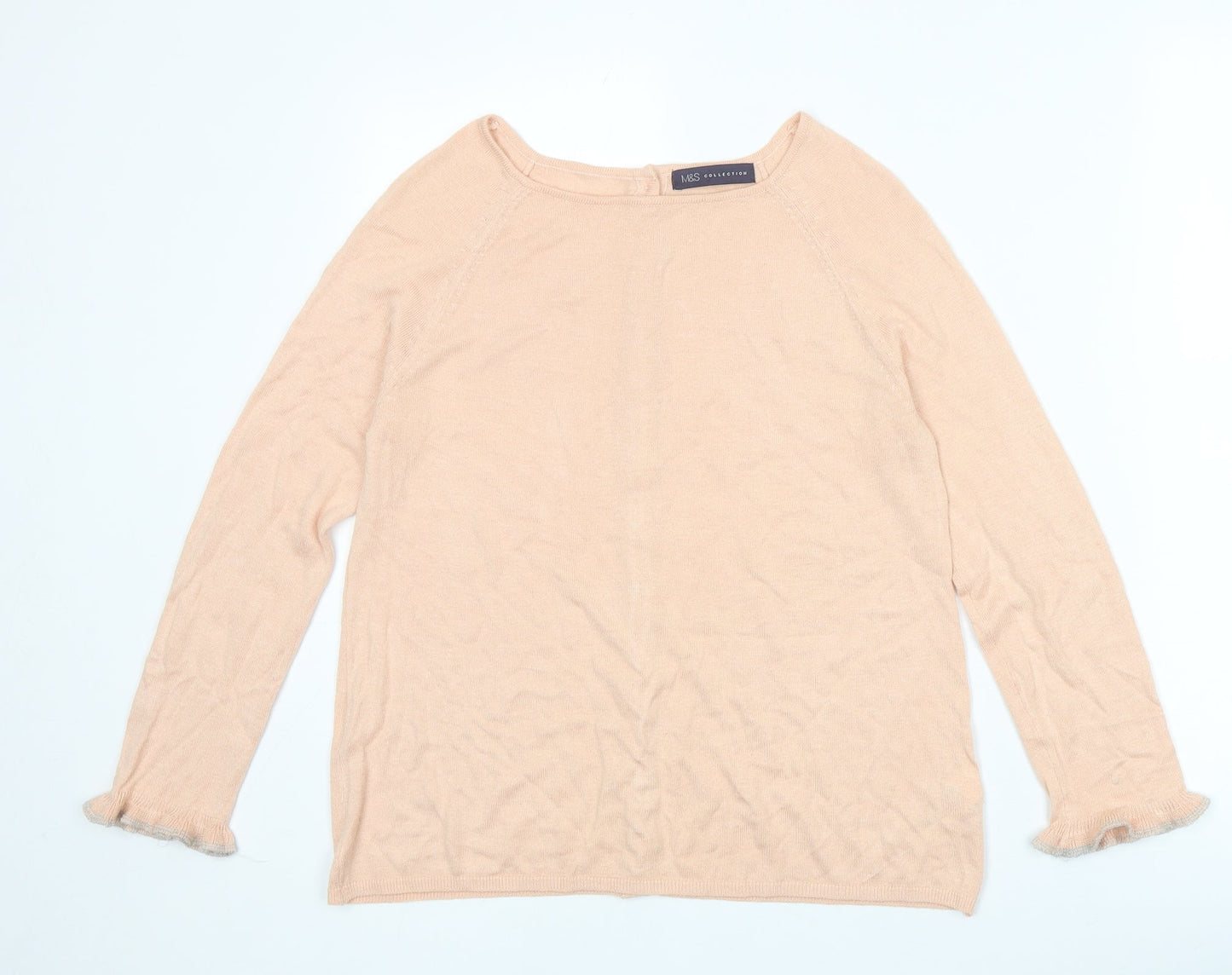 Marks and Spencer Womens Pink Round Neck Acrylic Pullover Jumper Size 10