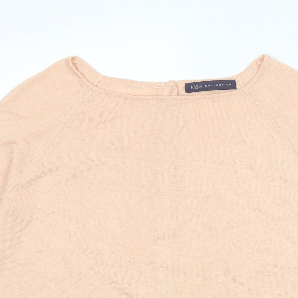Marks and Spencer Womens Pink Round Neck Acrylic Pullover Jumper Size 10