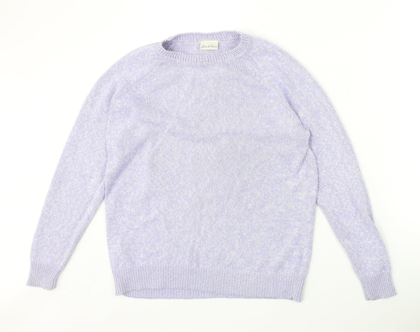 Joie De Vivre Womens Purple Round Neck Cotton Pullover Jumper Size S
