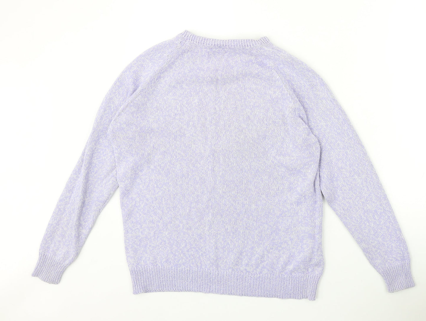 Joie De Vivre Womens Purple Round Neck Cotton Pullover Jumper Size S