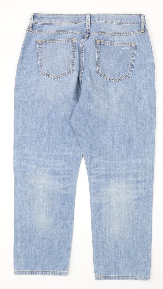 Preworn Womens Blue Cotton Straight Jeans Size 34 in Regular Zip