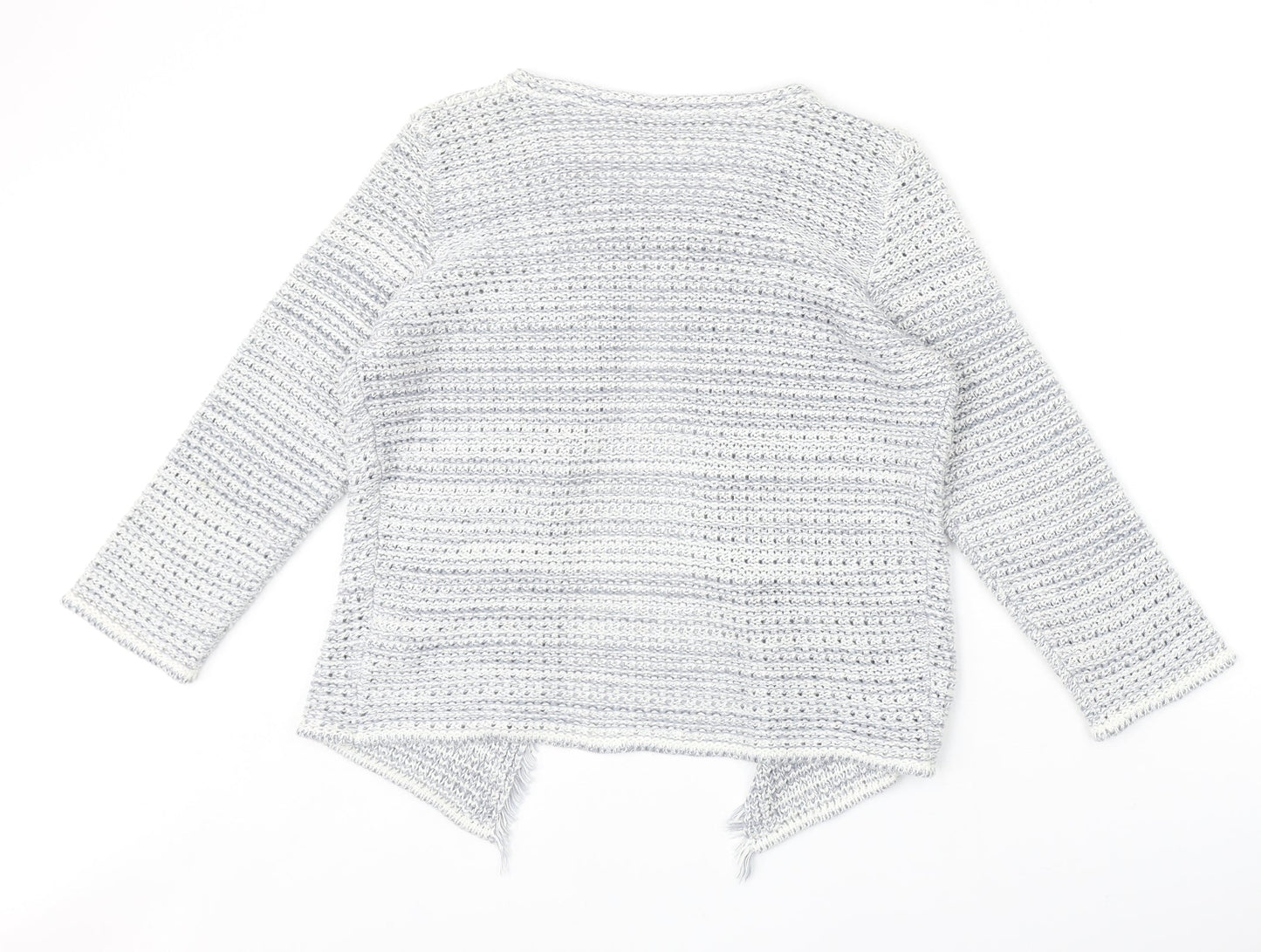 monari Womens Grey Round Neck Geometric Acrylic Cardigan Jumper Size 14