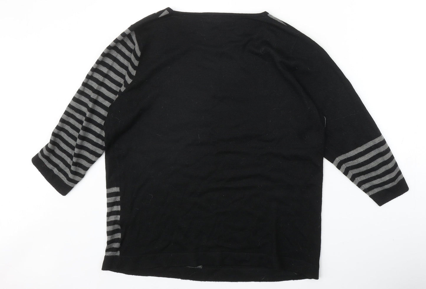 Julipa Womens Black Round Neck Geometric Acrylic Pullover Jumper Size 12