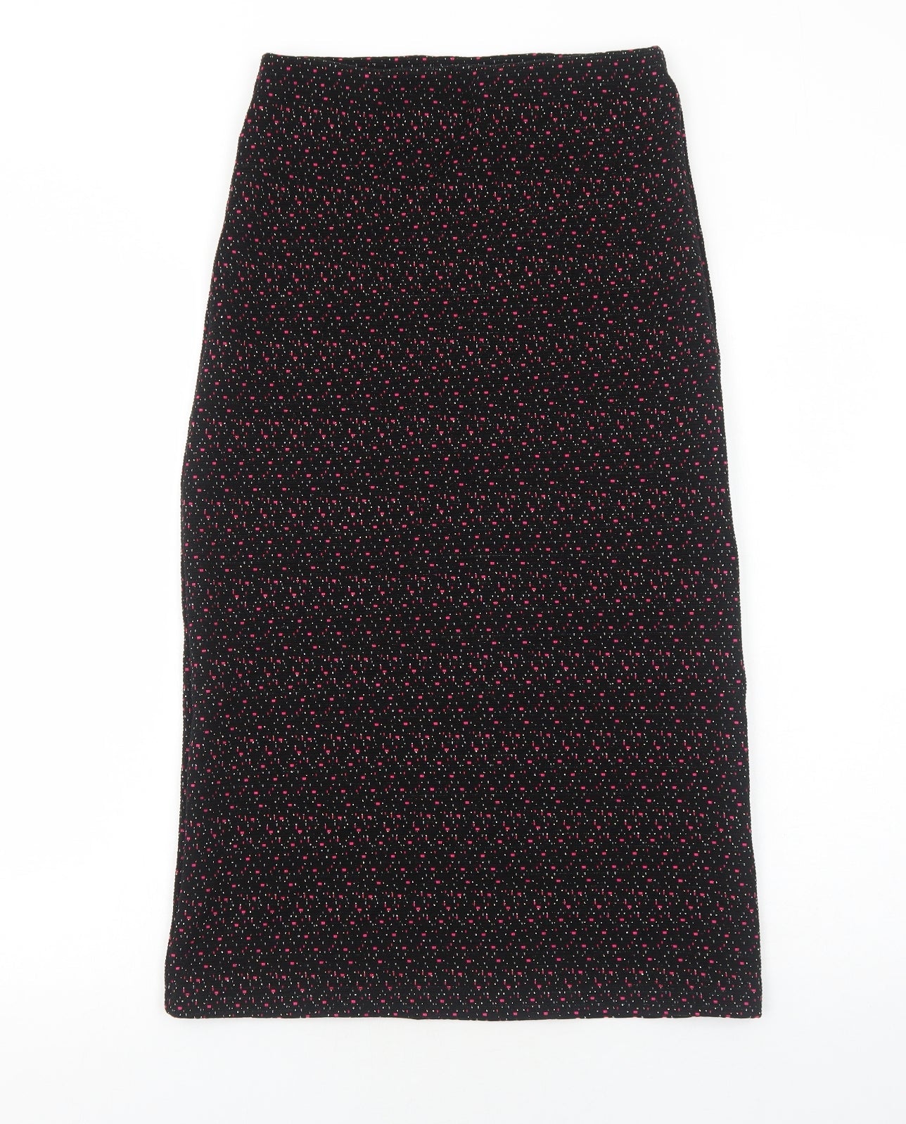 Preworn Womens Black Geometric Polyester A-Line Skirt Size 10