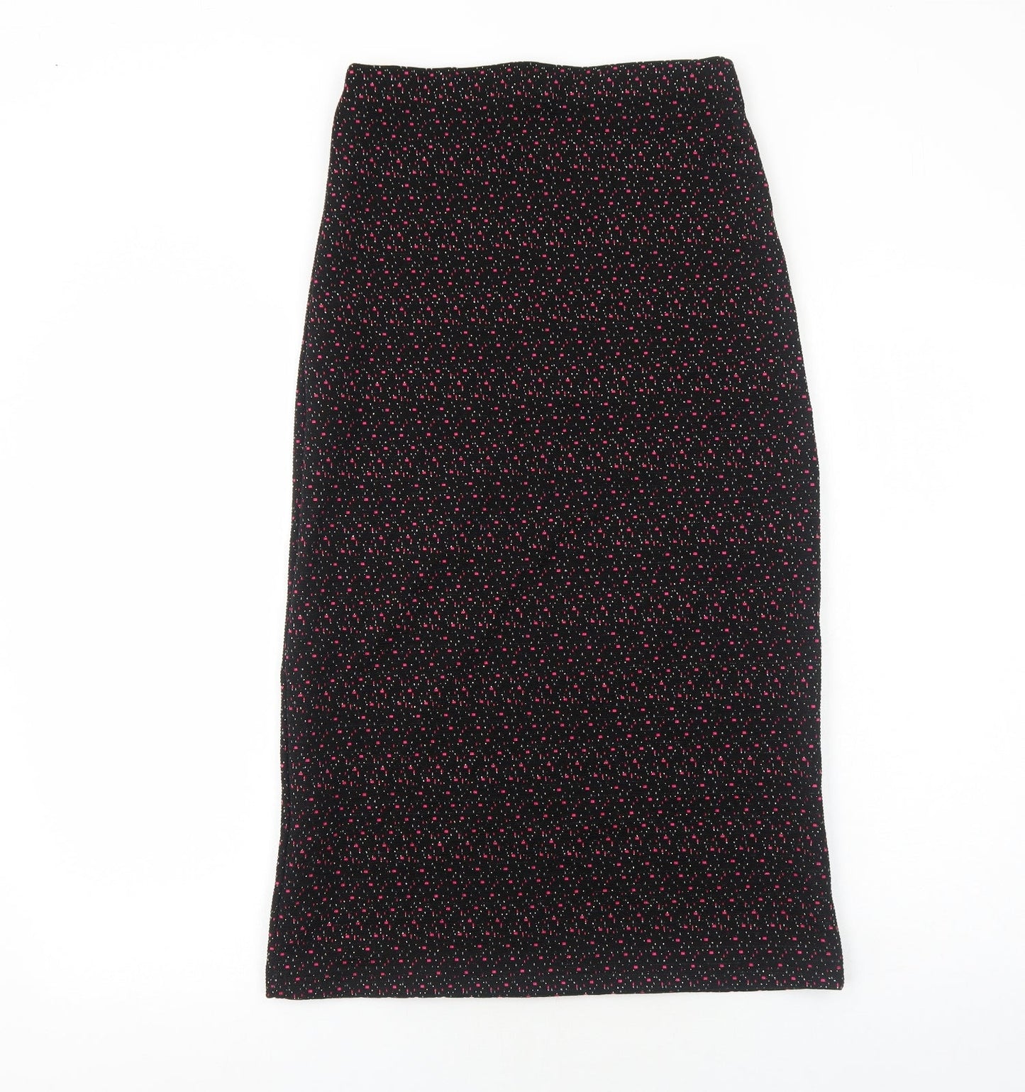 Preworn Womens Black Geometric Polyester A-Line Skirt Size 10