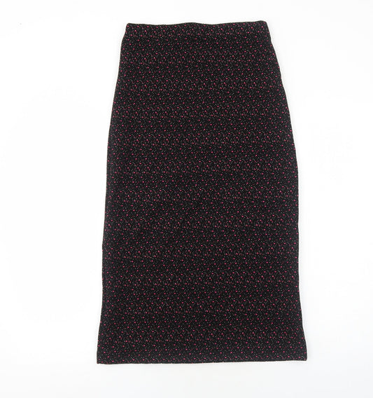 Preworn Womens Black Geometric Polyester A-Line Skirt Size 10