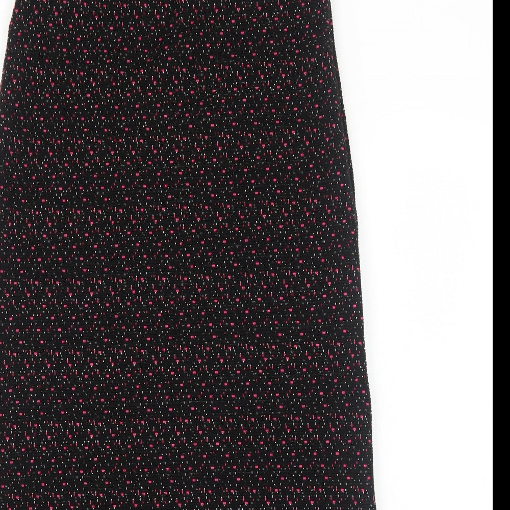Preworn Womens Black Geometric Polyester A-Line Skirt Size 10
