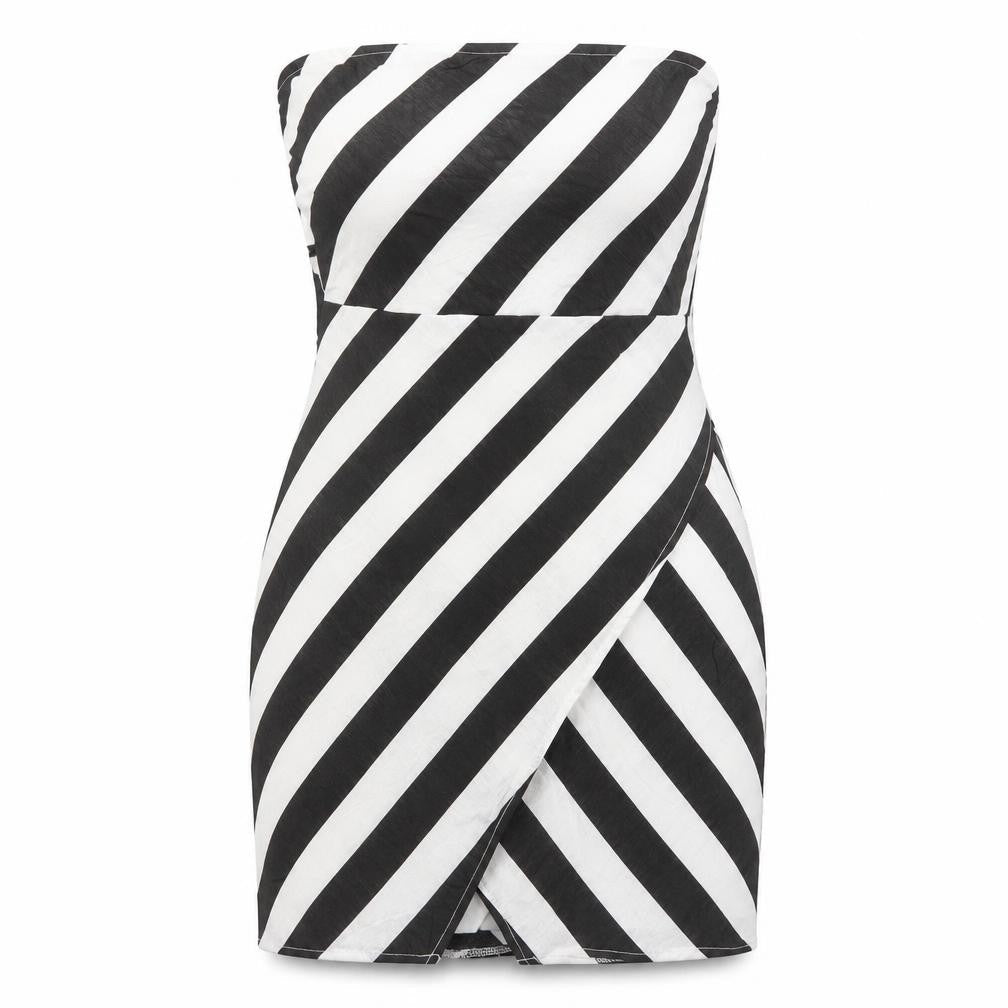 PARISIAN SIGNATURE Womens Black Striped Polyester Bodycon Size 12 Square Neck Zip
