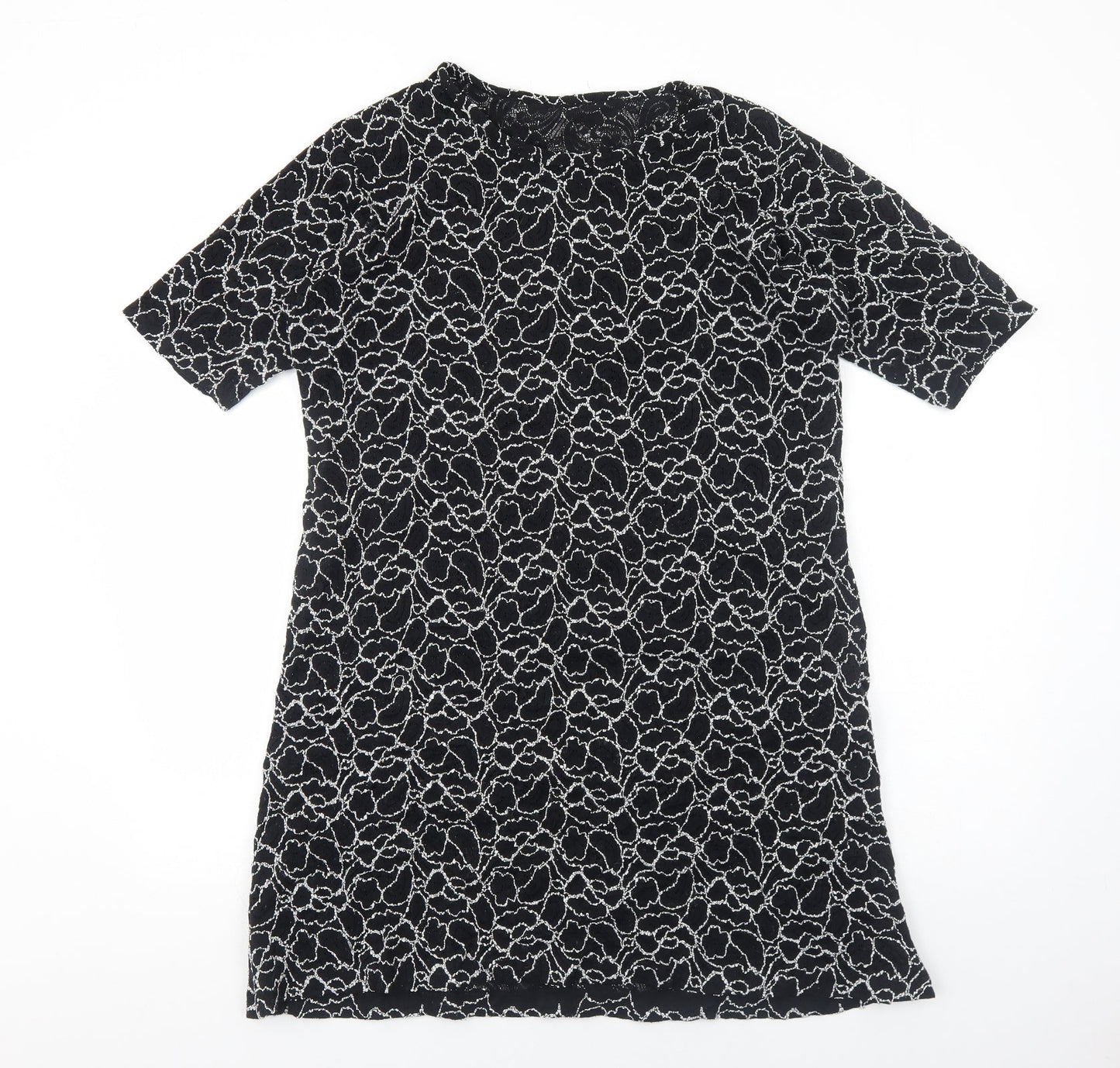 Preworn Womens Black Floral Polyester A-Line Size M Round Neck Pullover