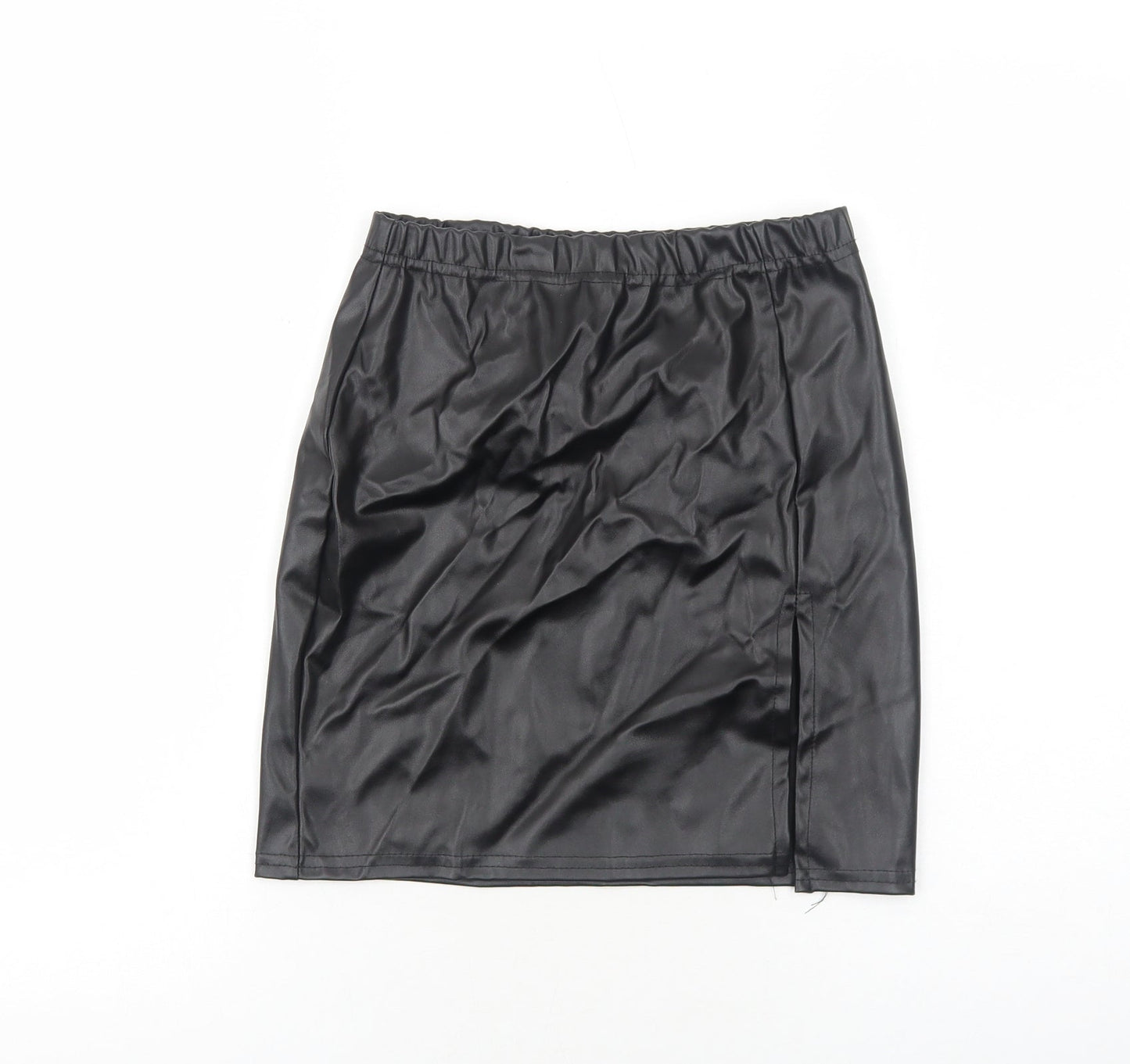 PRETTYLITTLETHING Womens Black Polyester Straight & Pencil Skirt Size 8
