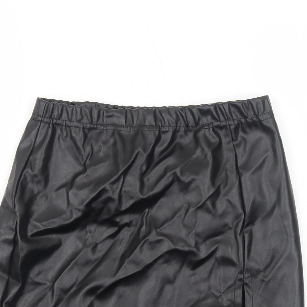 PRETTYLITTLETHING Womens Black Polyester Straight & Pencil Skirt Size 8