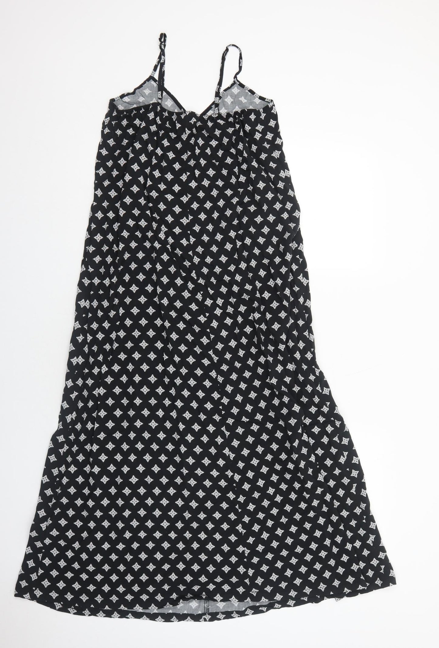 Gap Womens Black Geometric Viscose Maxi Size S V-Neck Pullover