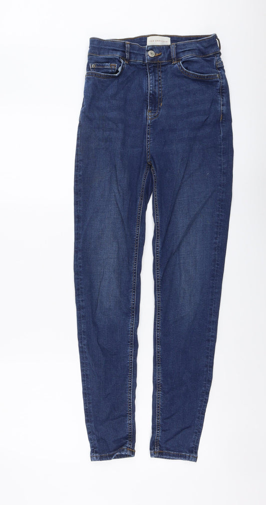 Marks and Spencer Womens Blue Cotton Skinny Jeans Size 8 L27 in Regular Button