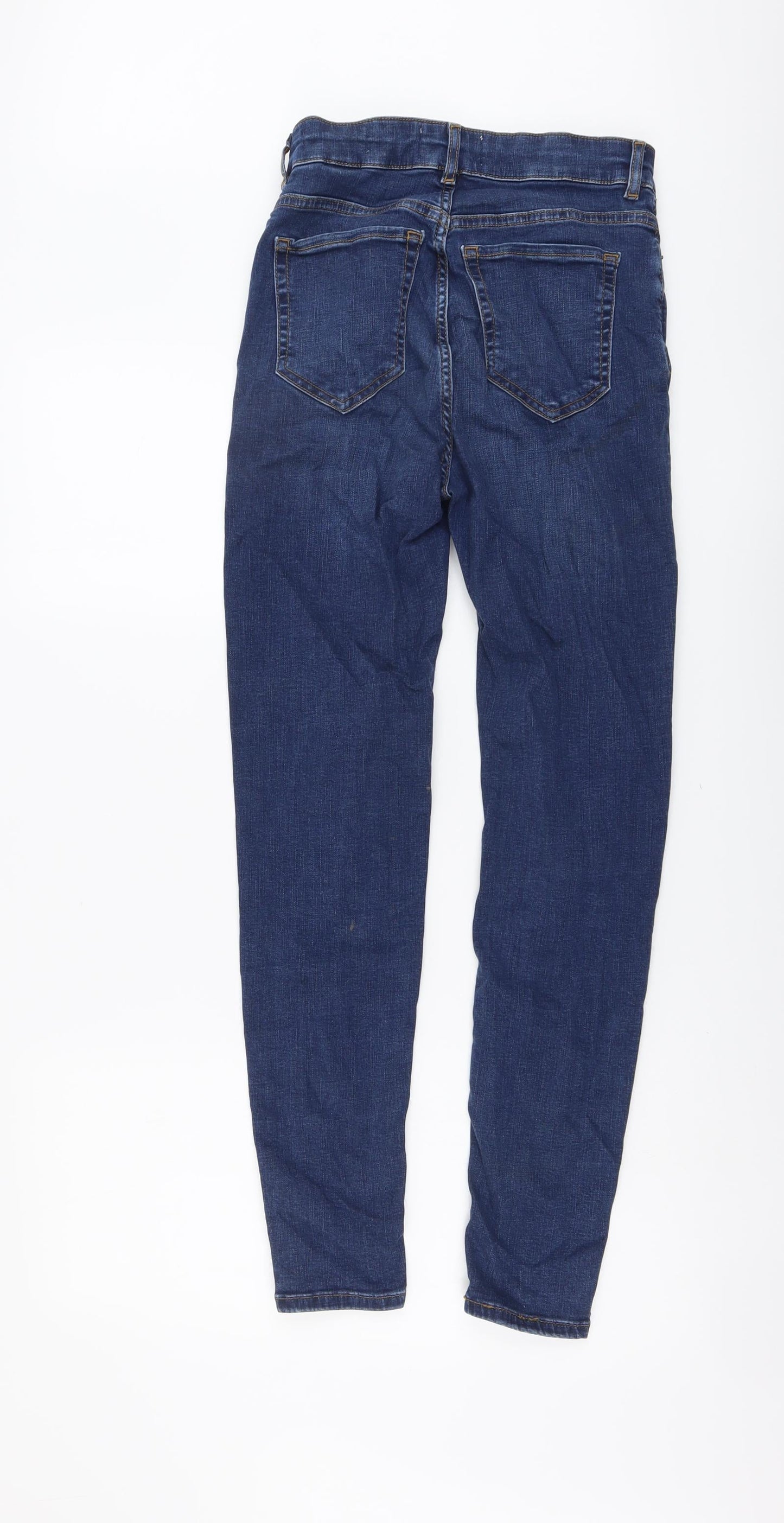 Marks and Spencer Womens Blue Cotton Skinny Jeans Size 8 L27 in Regular Button
