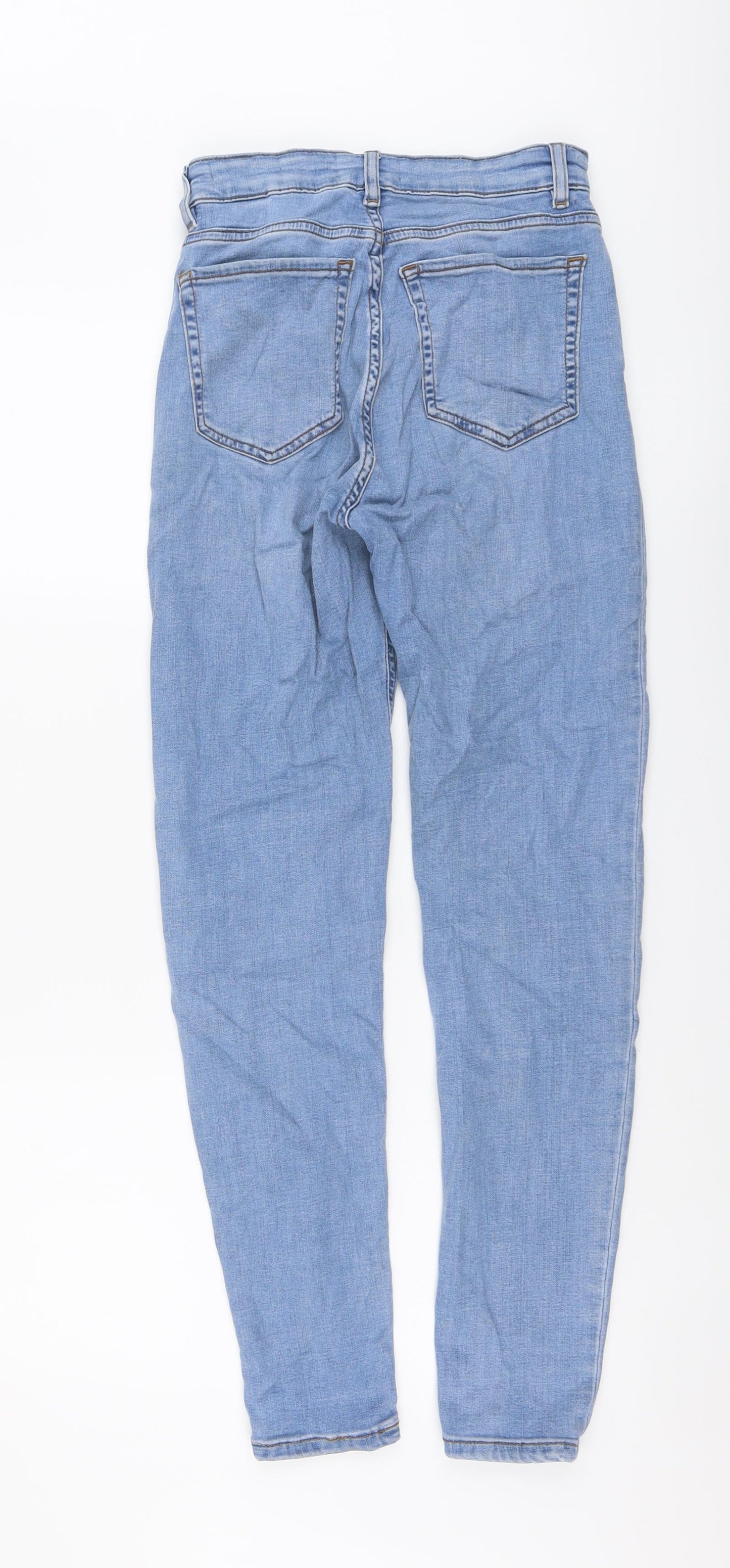 Marks and Spencer Womens Blue Cotton Skinny Jeans Size 8 L28 in Regular Button