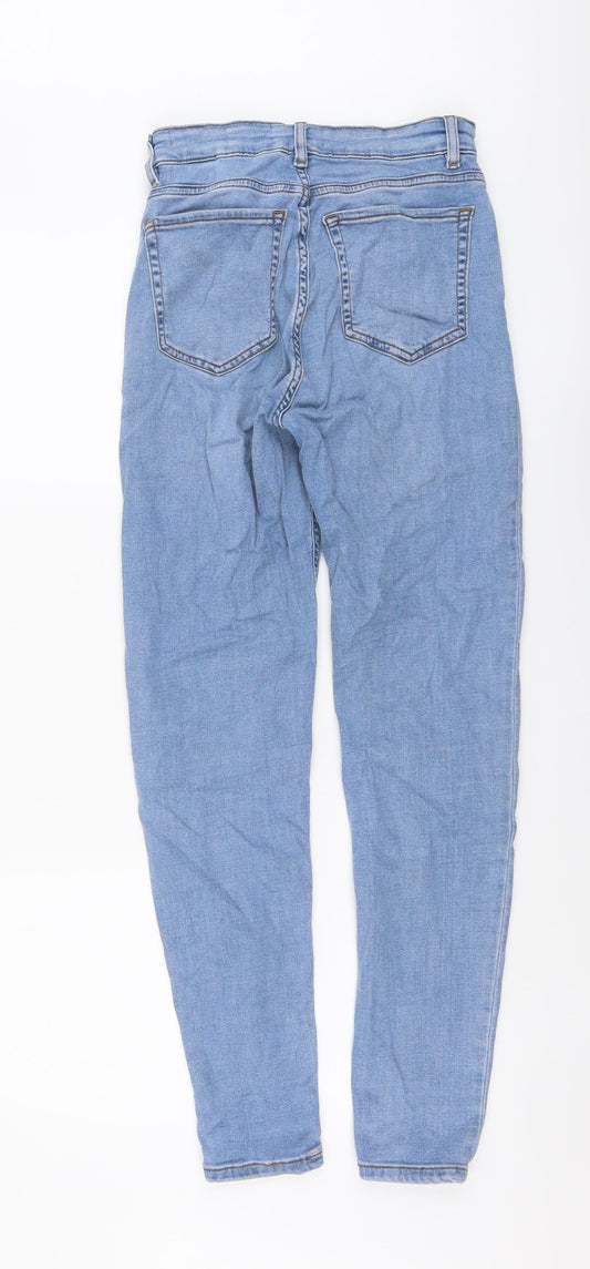Marks and Spencer Womens Blue Cotton Skinny Jeans Size 8 L28 in Regular Button