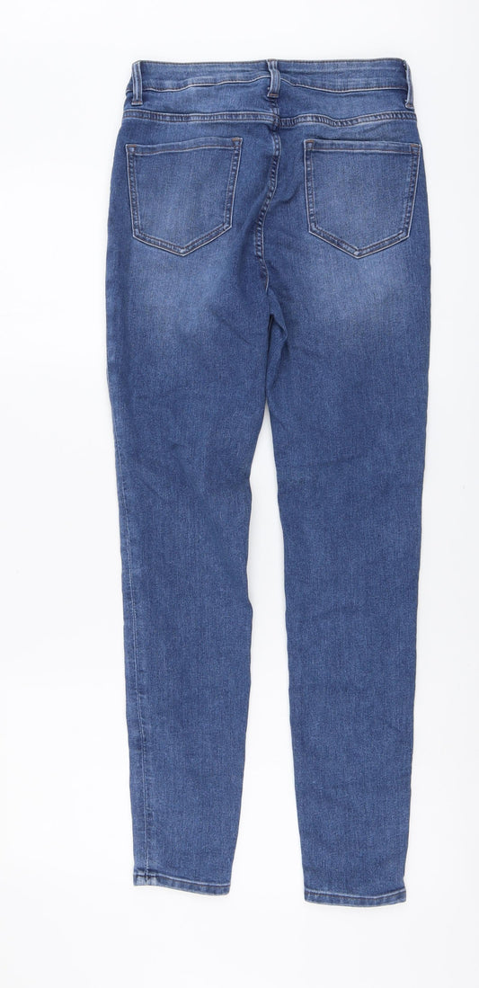 Marks and Spencer Womens Blue Cotton Skinny Jeans Size 8 L29 in Regular Button