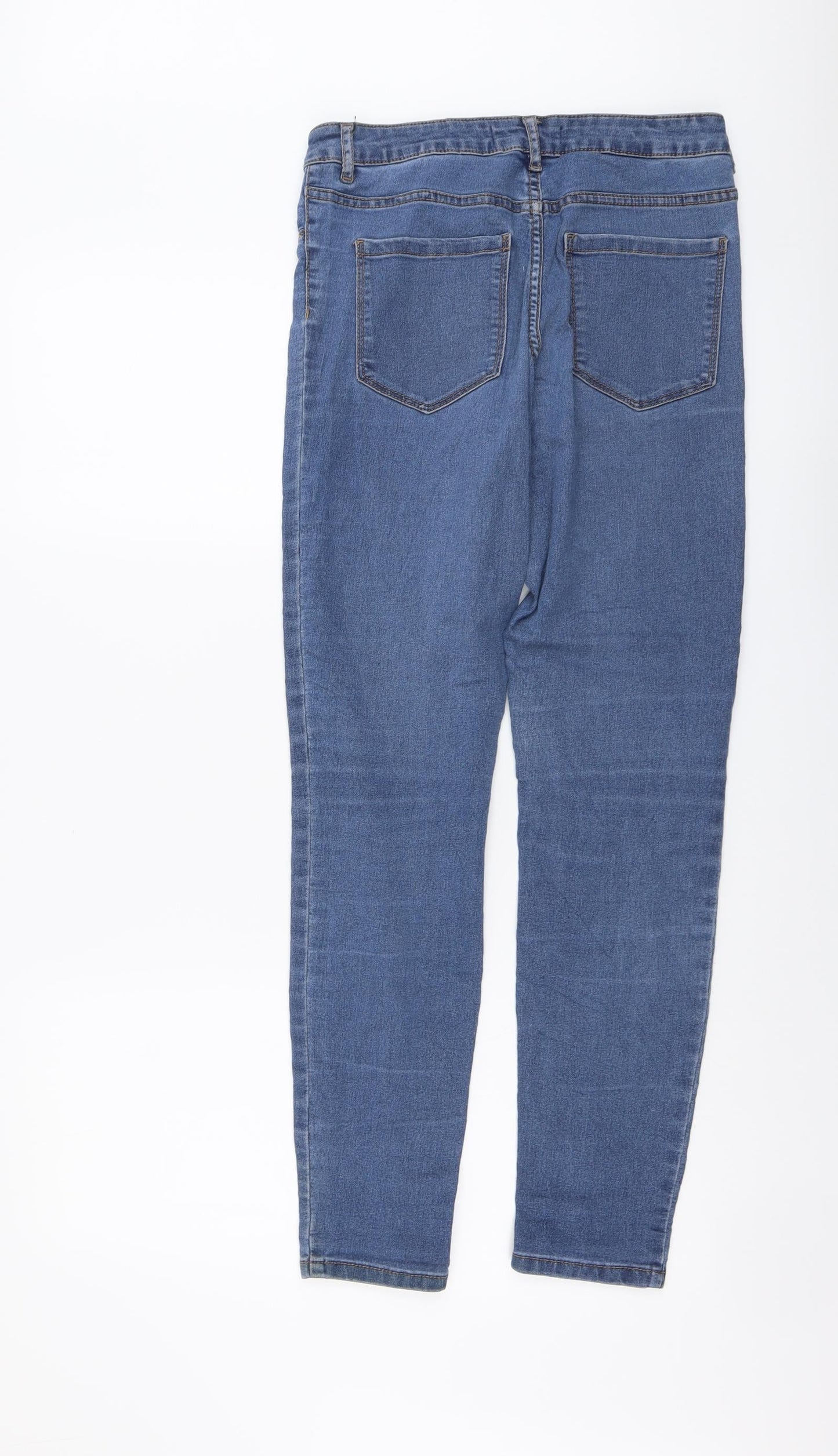 Sinsay Womens Blue Cotton Skinny Jeans Size 10 L29 in Regular Button