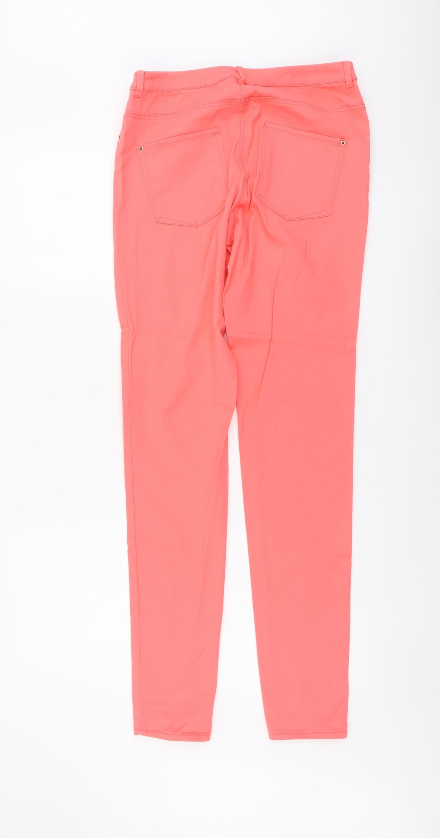 H&M Womens Pink Cotton Skinny Jeans Size 10 L32 in Regular Button